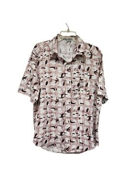 Easy Life Mens Short Sleeve Button Up Shirt Size XL Color Burgundy/White
